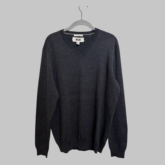 Joseph Abboud Men's 100% Extra Fine Merino Wool Gray Long Sleeve Sweater Size L - Picture 1 of 7
